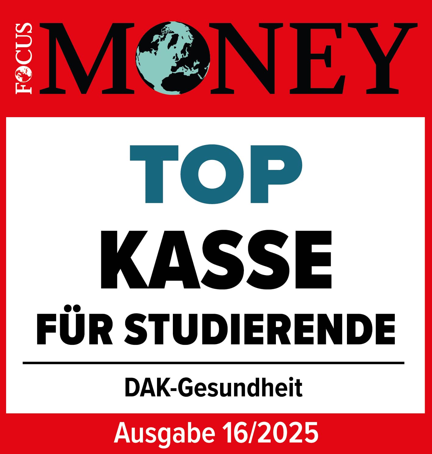 Auszeichnungen: Siegel von Focus Money als Top Krankenkasse.