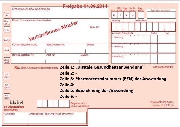 Muster: DiGA-Verordnungsvordruck