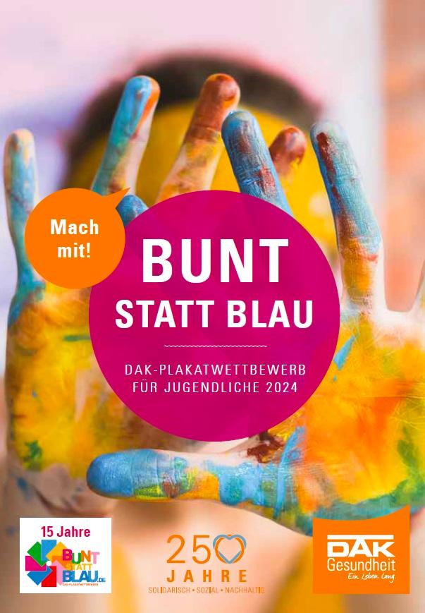 Flyer der Präventions-Kampagne Bunt statt Blau