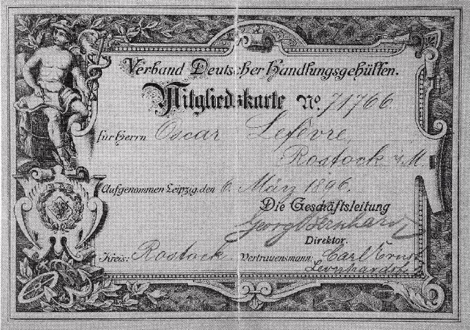 Bild einer Mitgliedskarte aus dem Jahr 1896