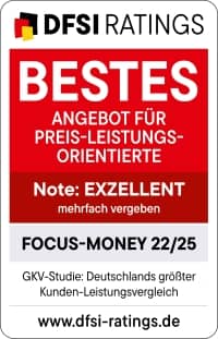 Auszeichnungen: Siegel von DFSI für die DAK mit der Auszeichnung: Exzellentes Angebot für Preis-Leistungs-Orientierte