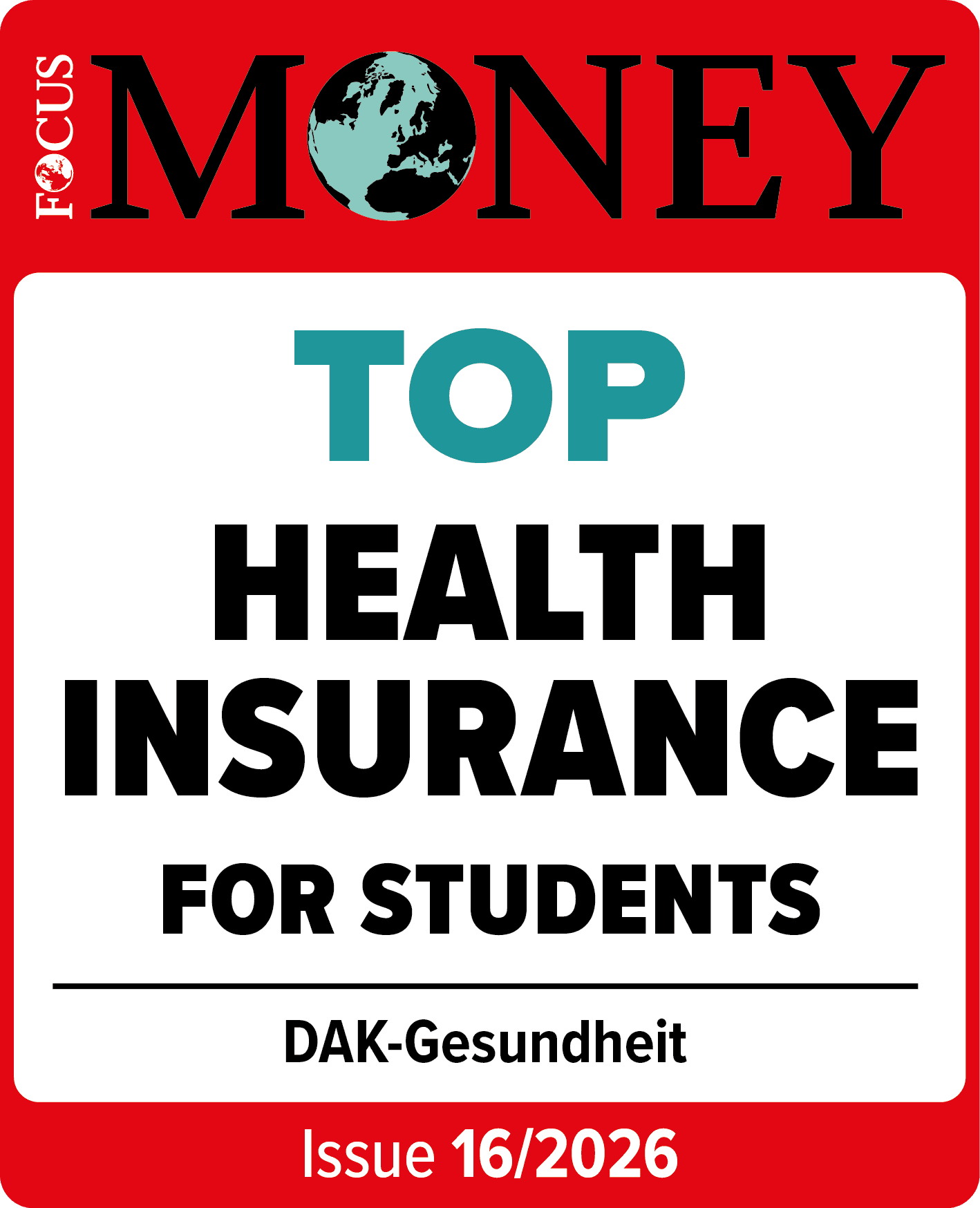 Seal for DAK-Gesundheit: Top health insurance for students