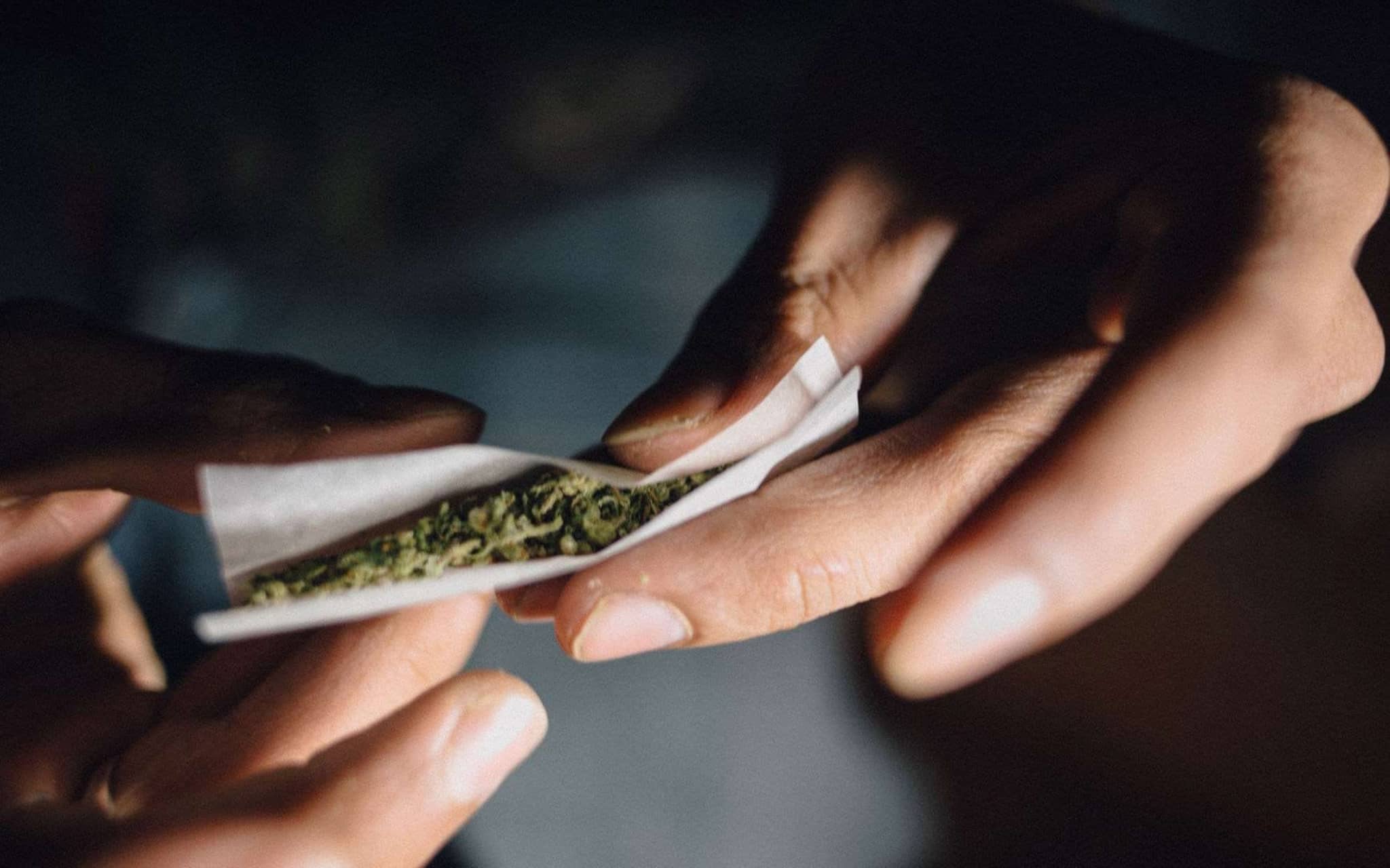 Cannabis auf Rezept: Hände drehen einen Joint.